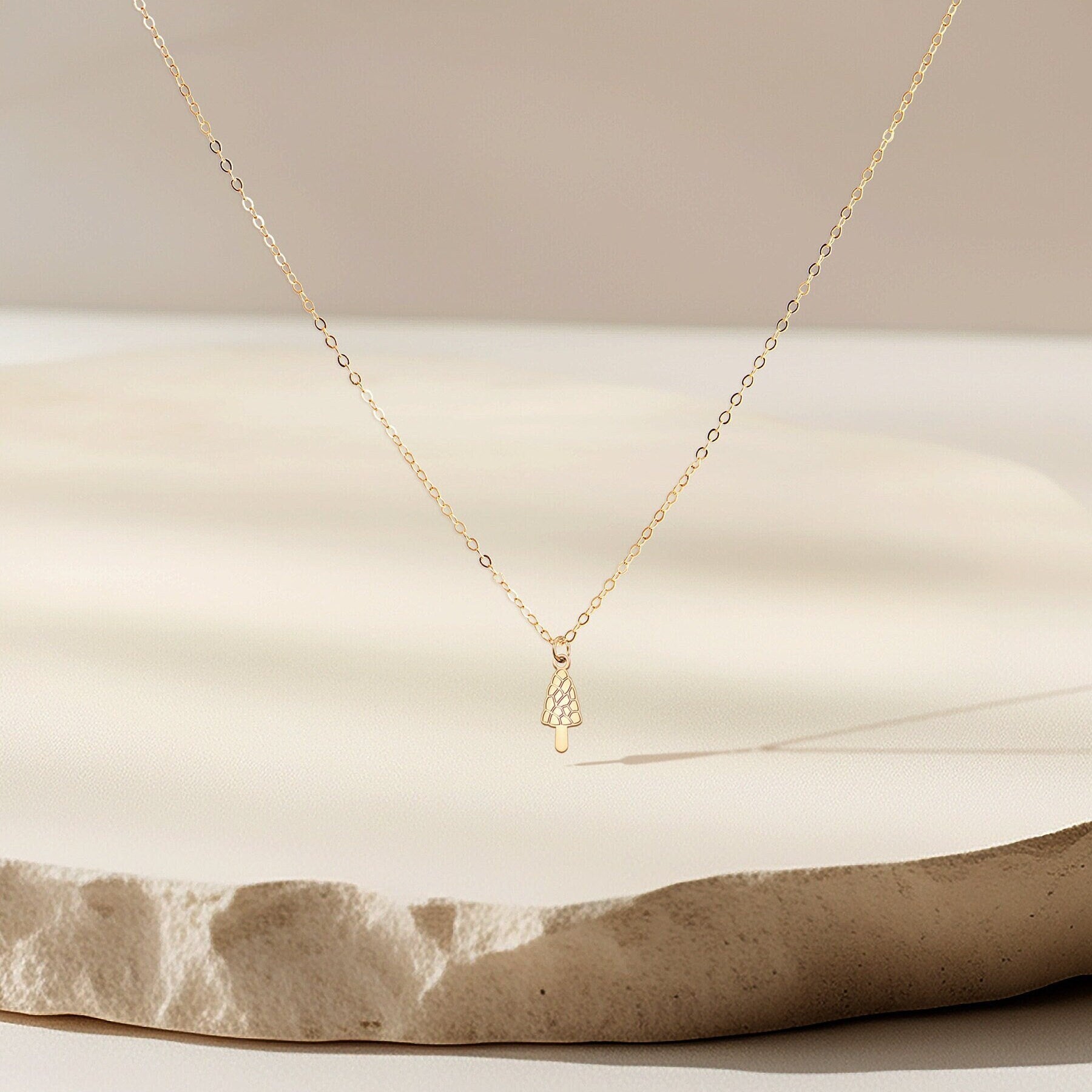 Morel Mushroom Pendant Necklace
