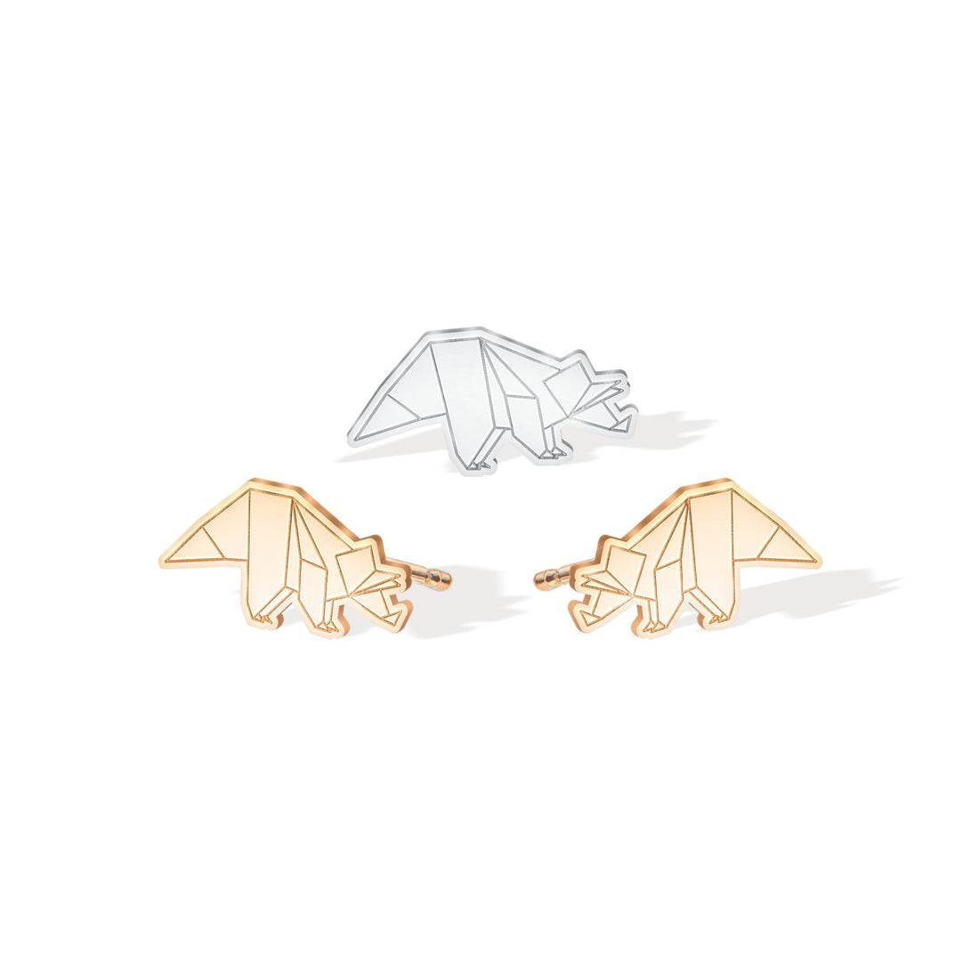 Origami Eotriceratops Earring