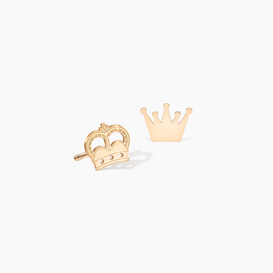Rose Gold King and Queen Crown Mismatched Earrings