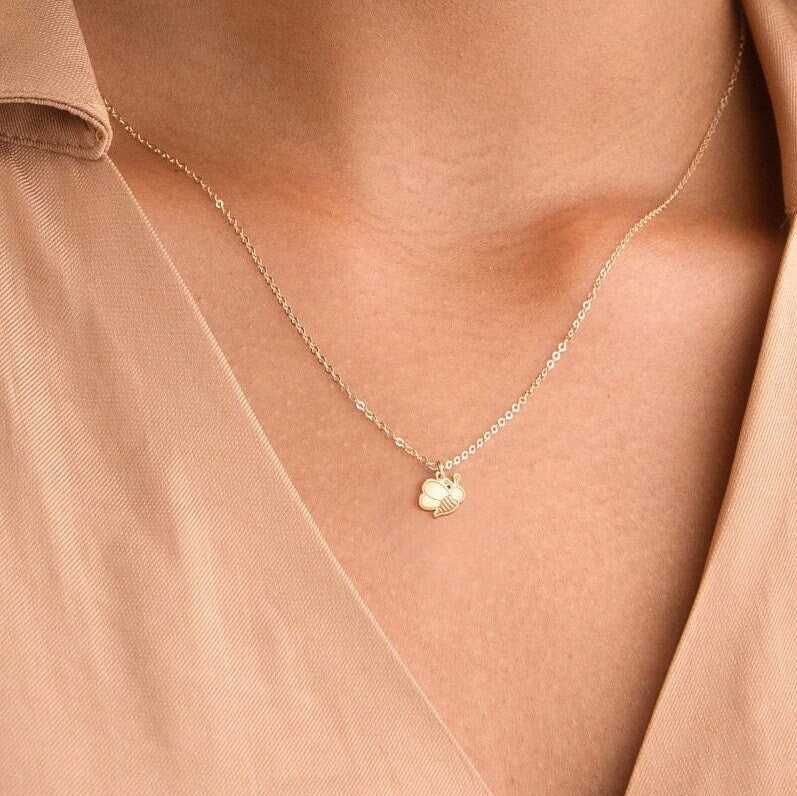 Winged Bee Charm Necklace