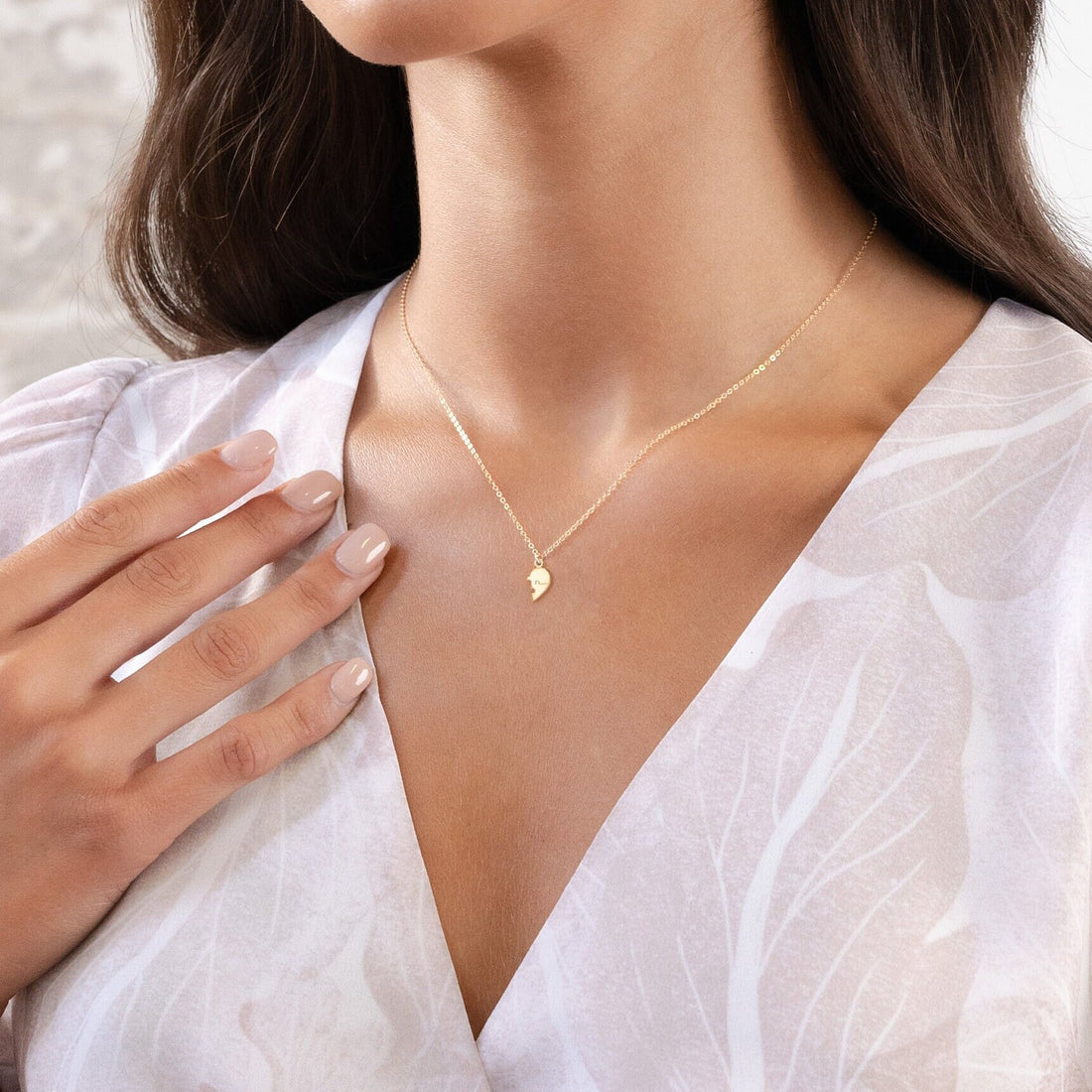 Half-Heart Puzzle Pendant Necklace
