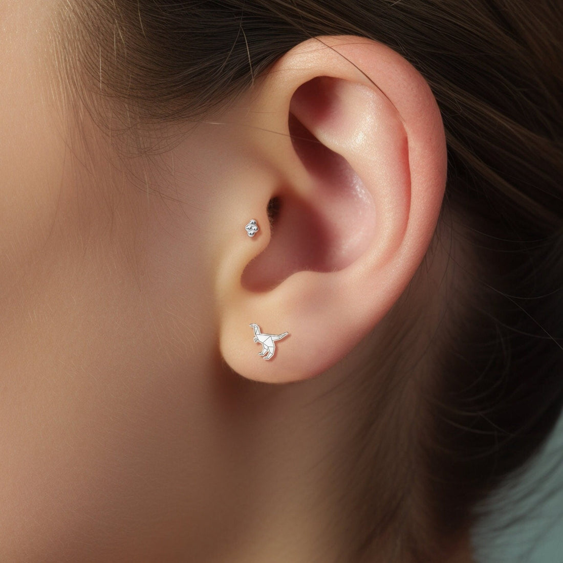 Origami Dromaeosaurus Stud Earrings
