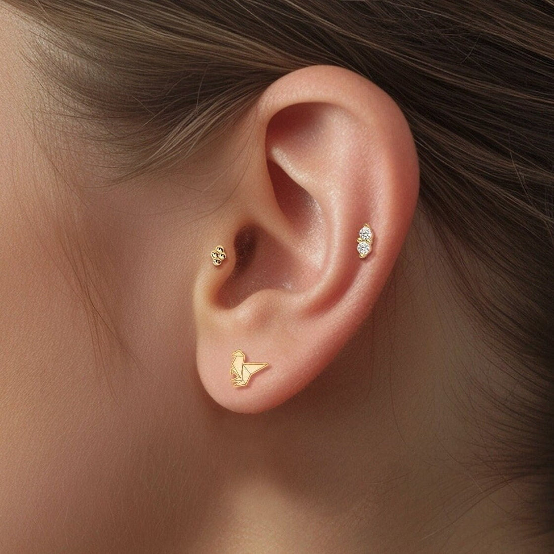 Origami Oviraptor Stud Earrings