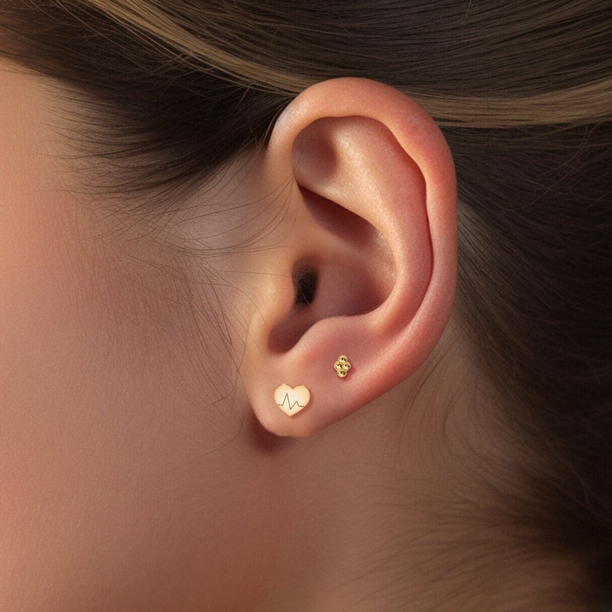 Heartbeat Heart Stud Earrings