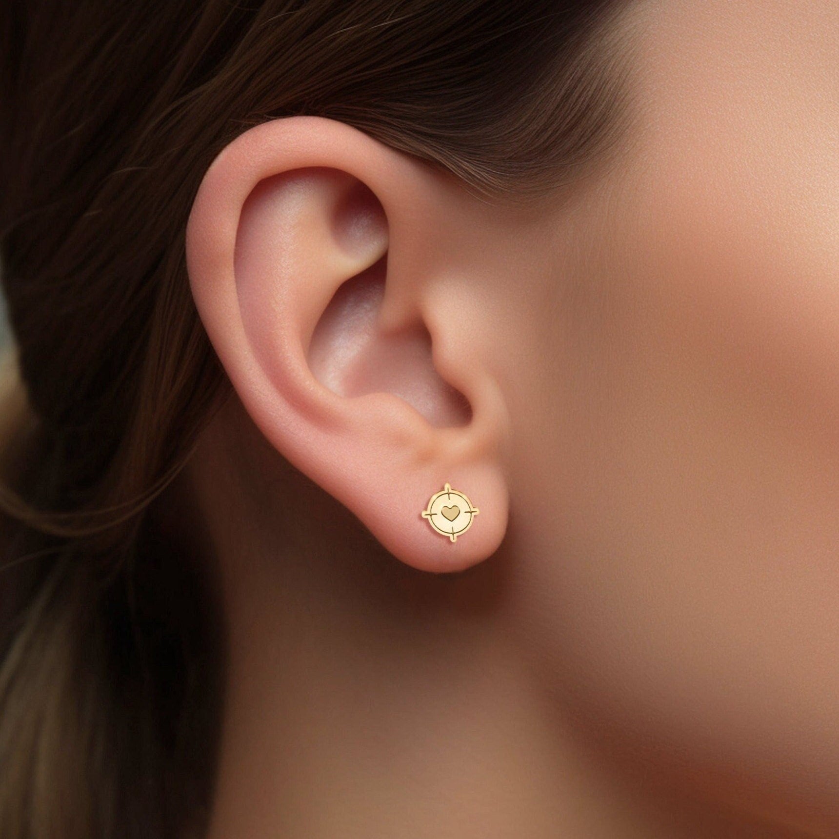Heart Target Stud Earrings