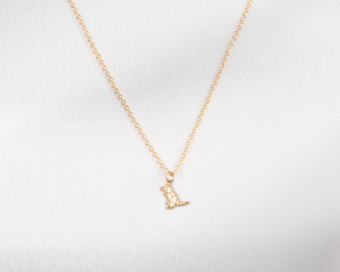 Geometric Dinosaur Pendant Necklace