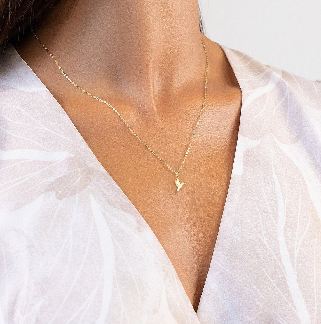 Hummingbird Charm Pendant Necklace