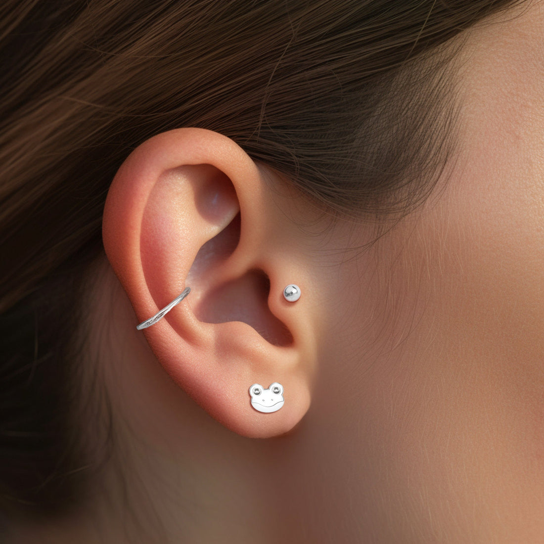 Frog Face Stud Earrings