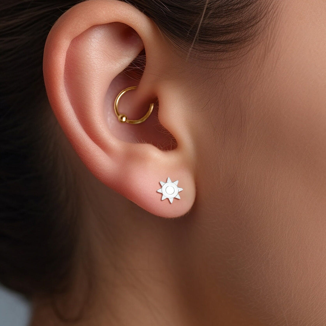 Sun Charm Stud Earrings