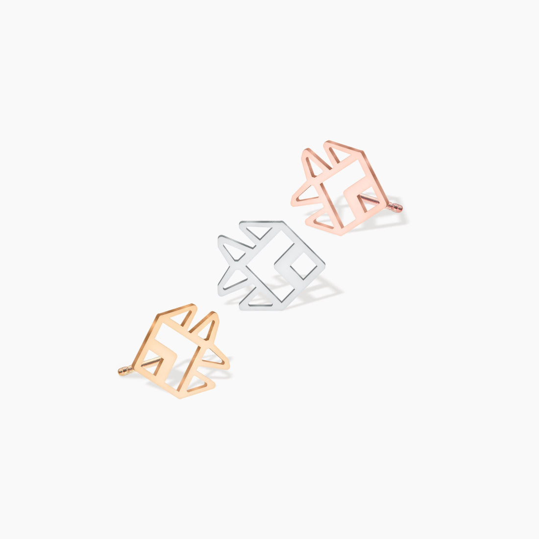 Geometric Fish Stud Earrings