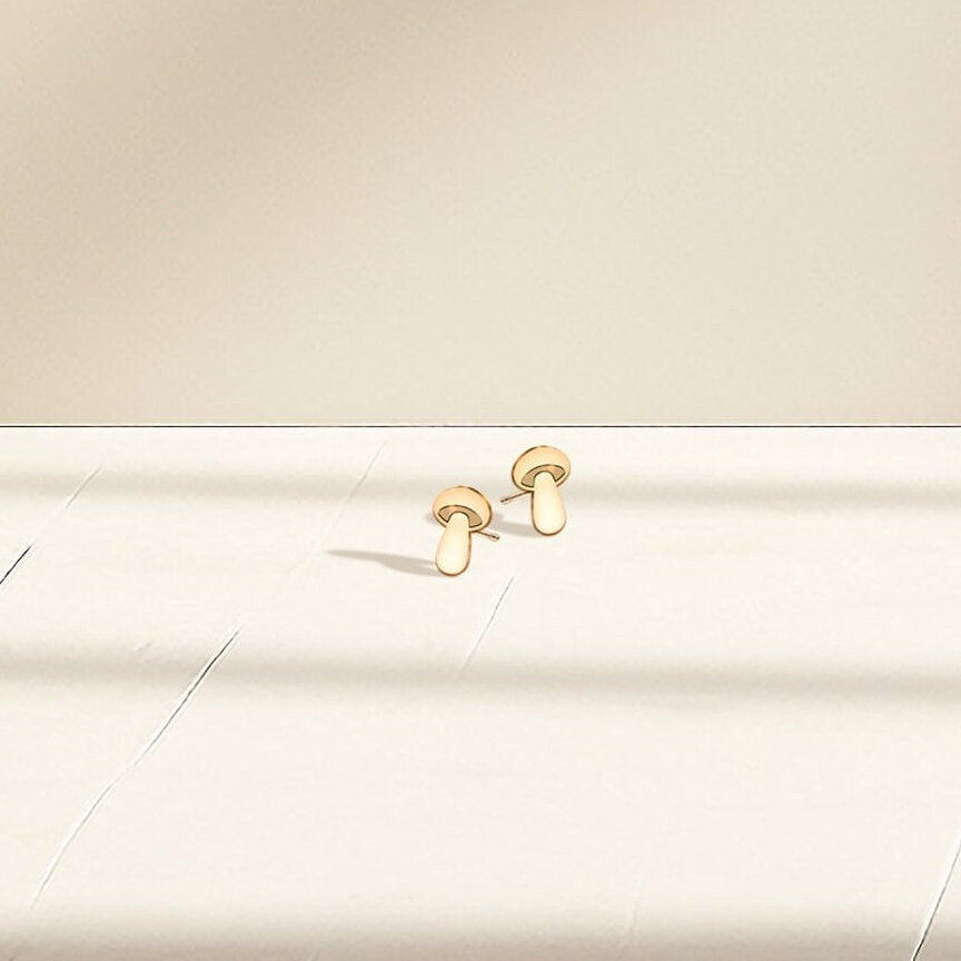Mushroom Charm Stud Earrings