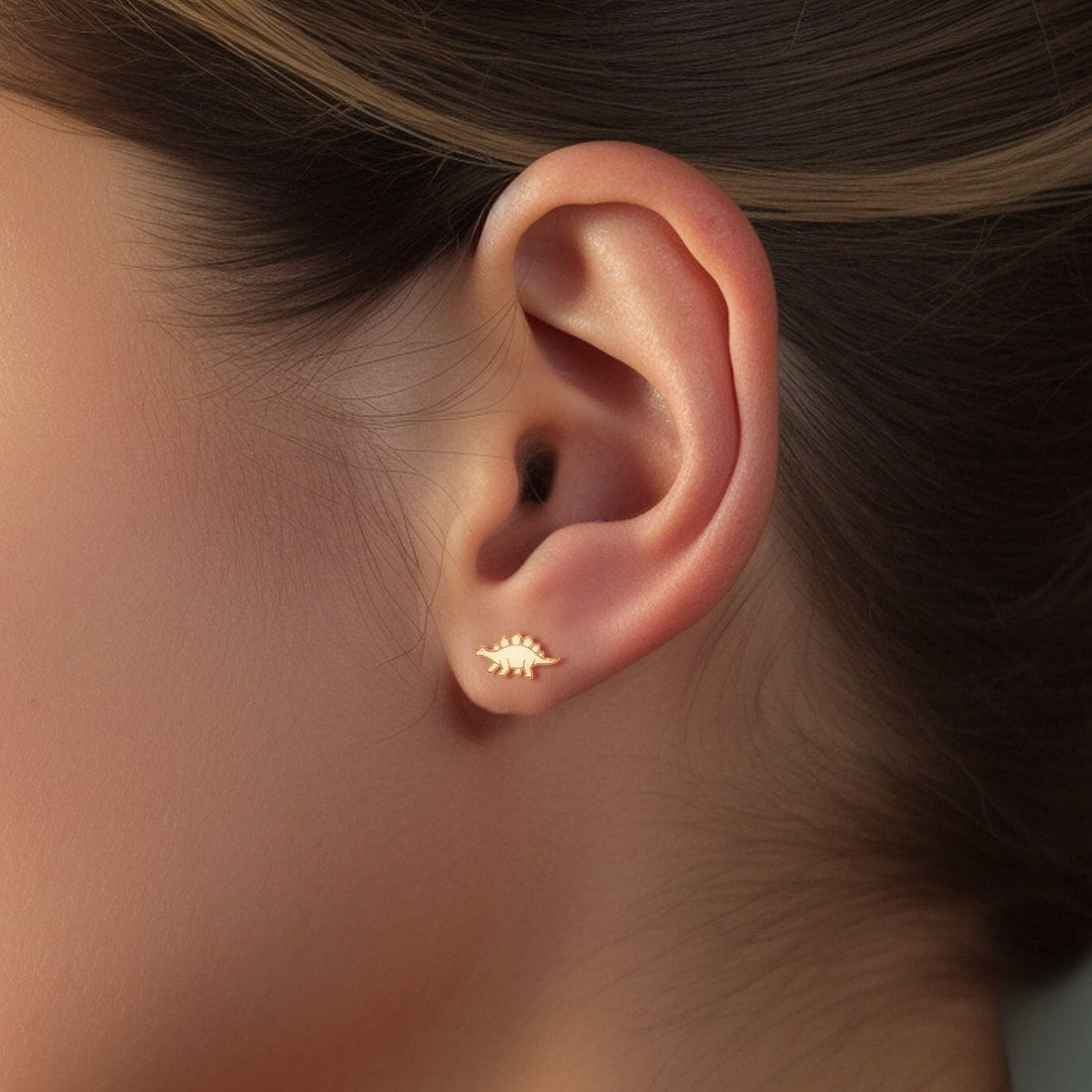 Stegosaurus Dinosaur Charm Stud Earrings