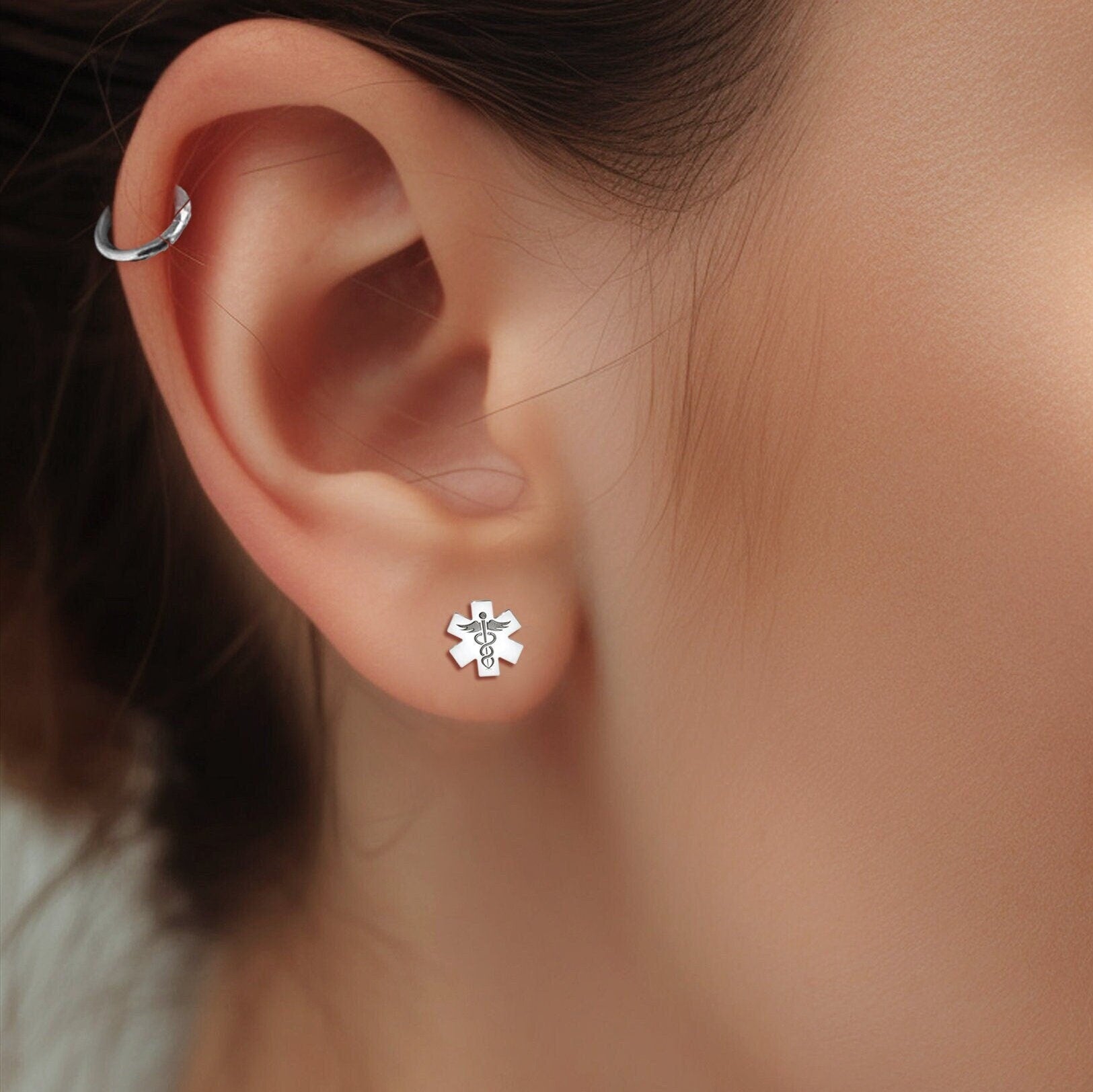 Caduceus Health Stud Earrings