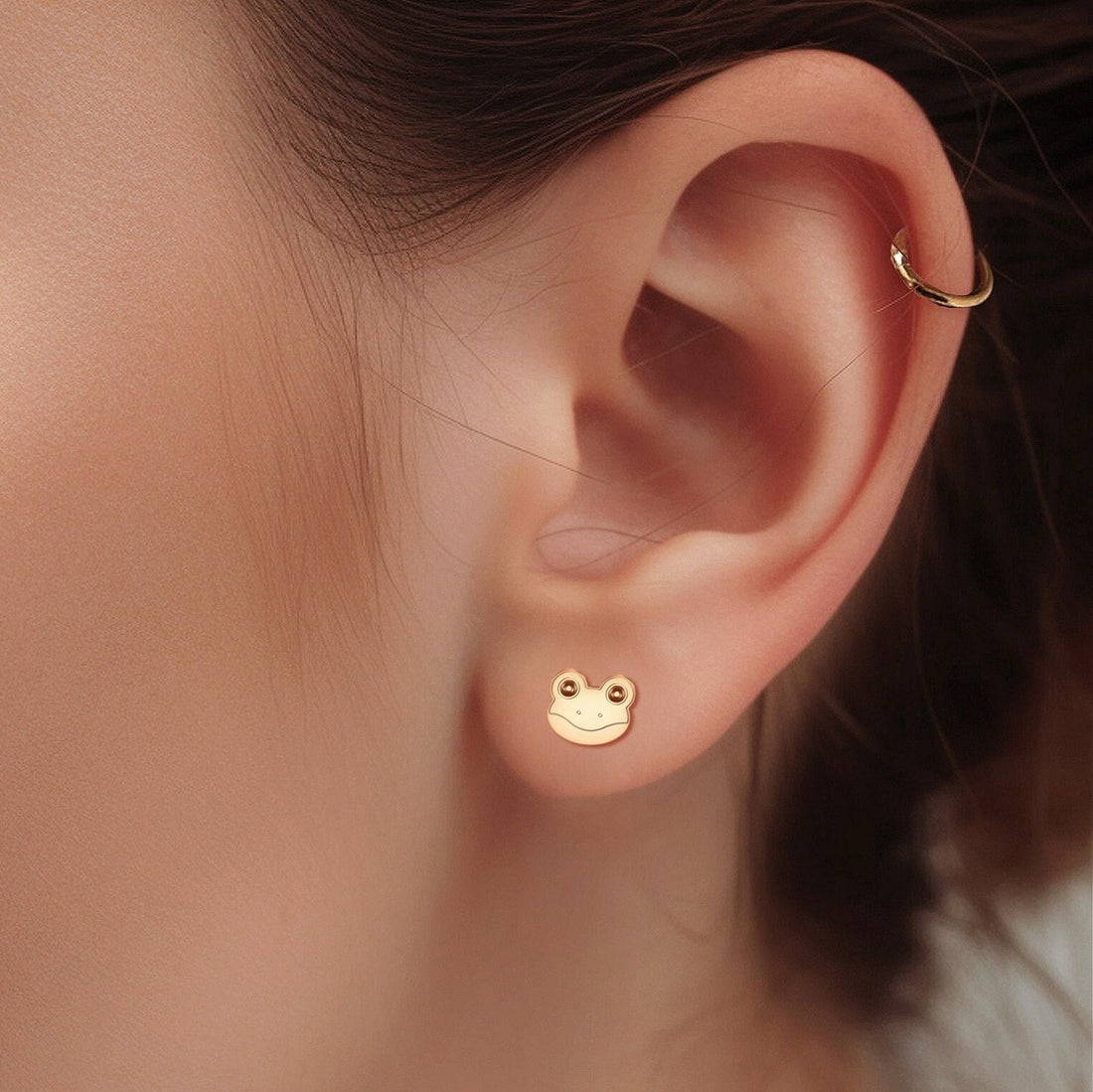 Frog Face Stud Earrings