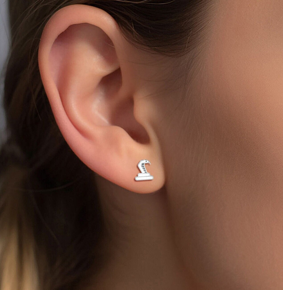King Cobra Snake Stud Earrings