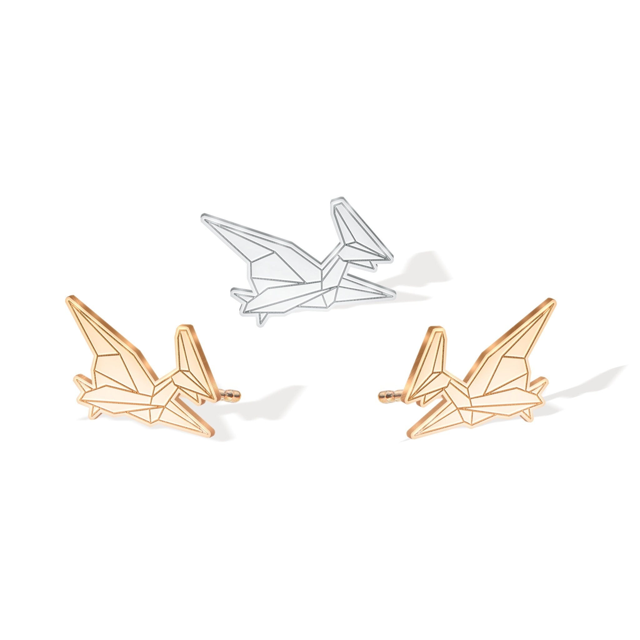 Origami Pterodactyl Stud Earrings