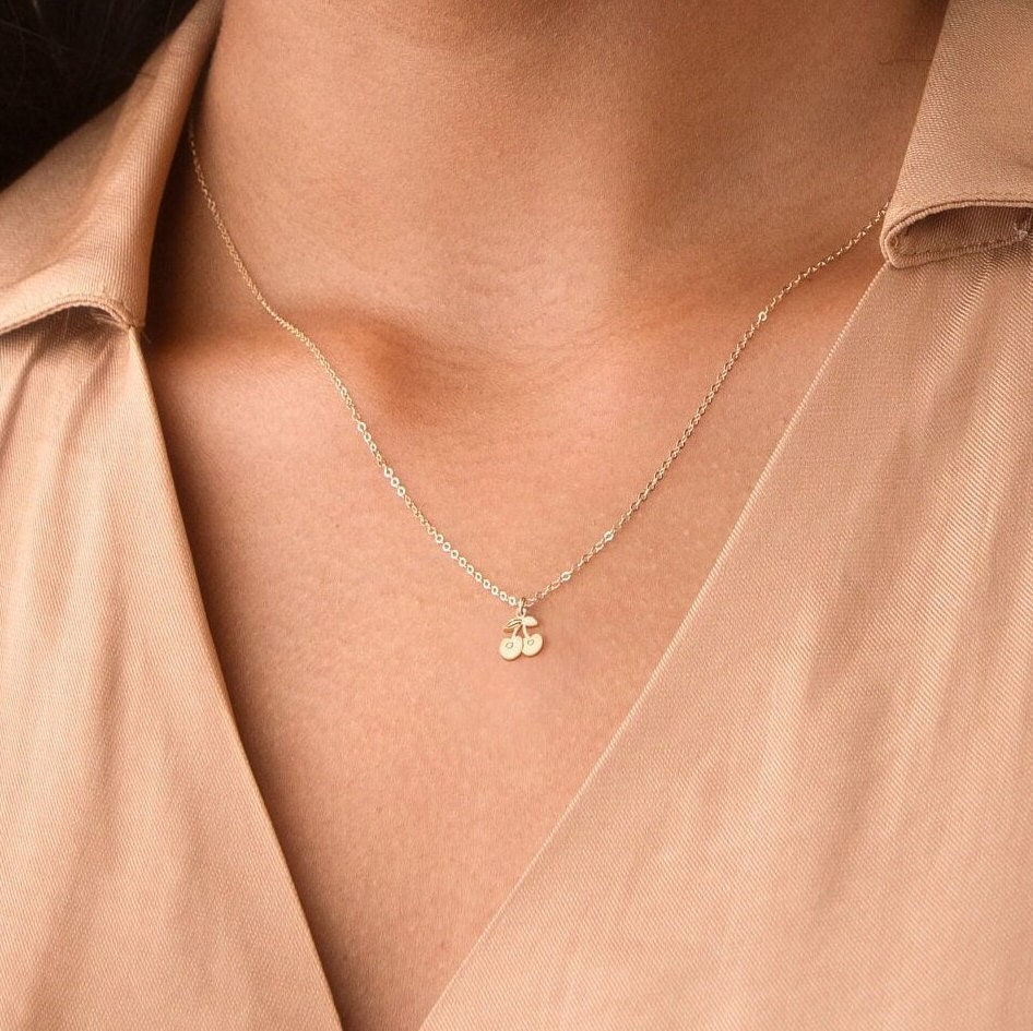 Cherry Pendant Cable Necklace