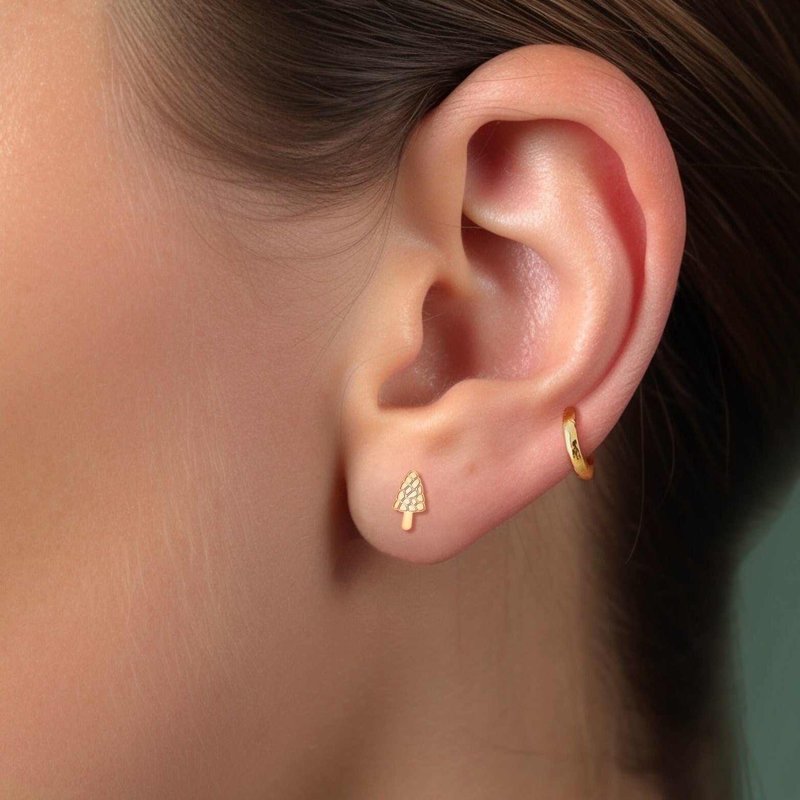 Morel Mushroom Stud Earrings
