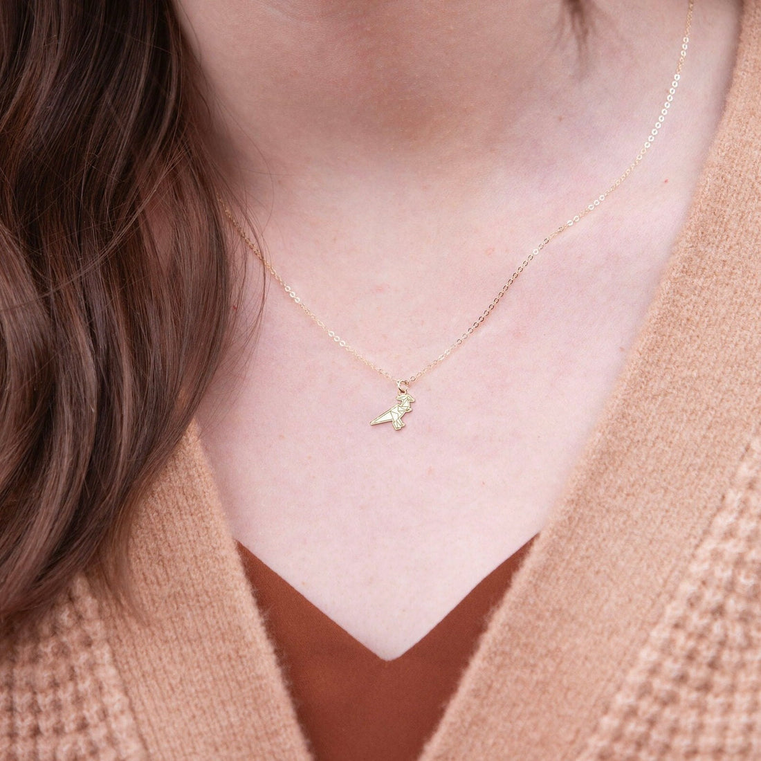 Origami Parasaurolophus Necklace