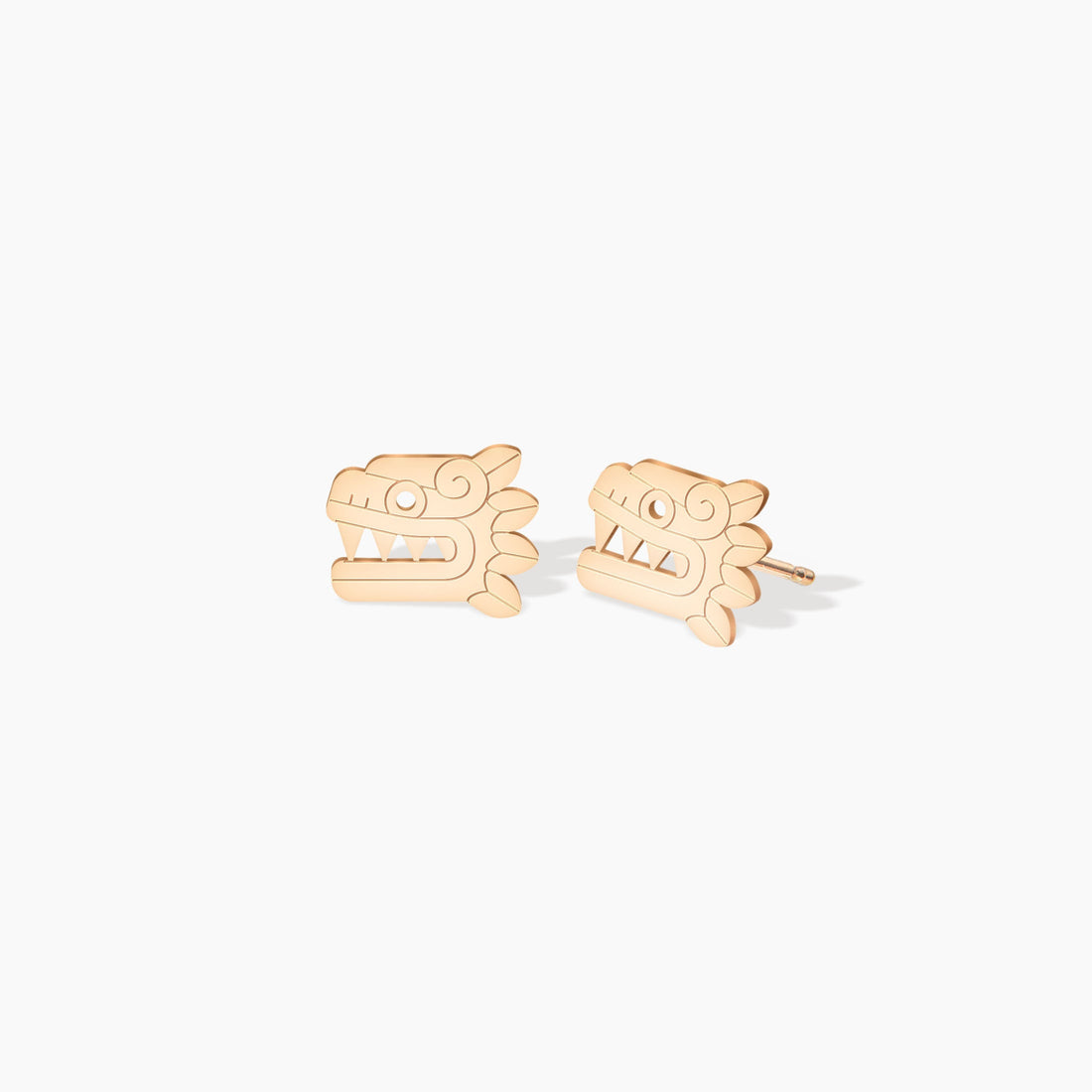 Rose Gold Aztec Mayan Dragon Charm Earrings