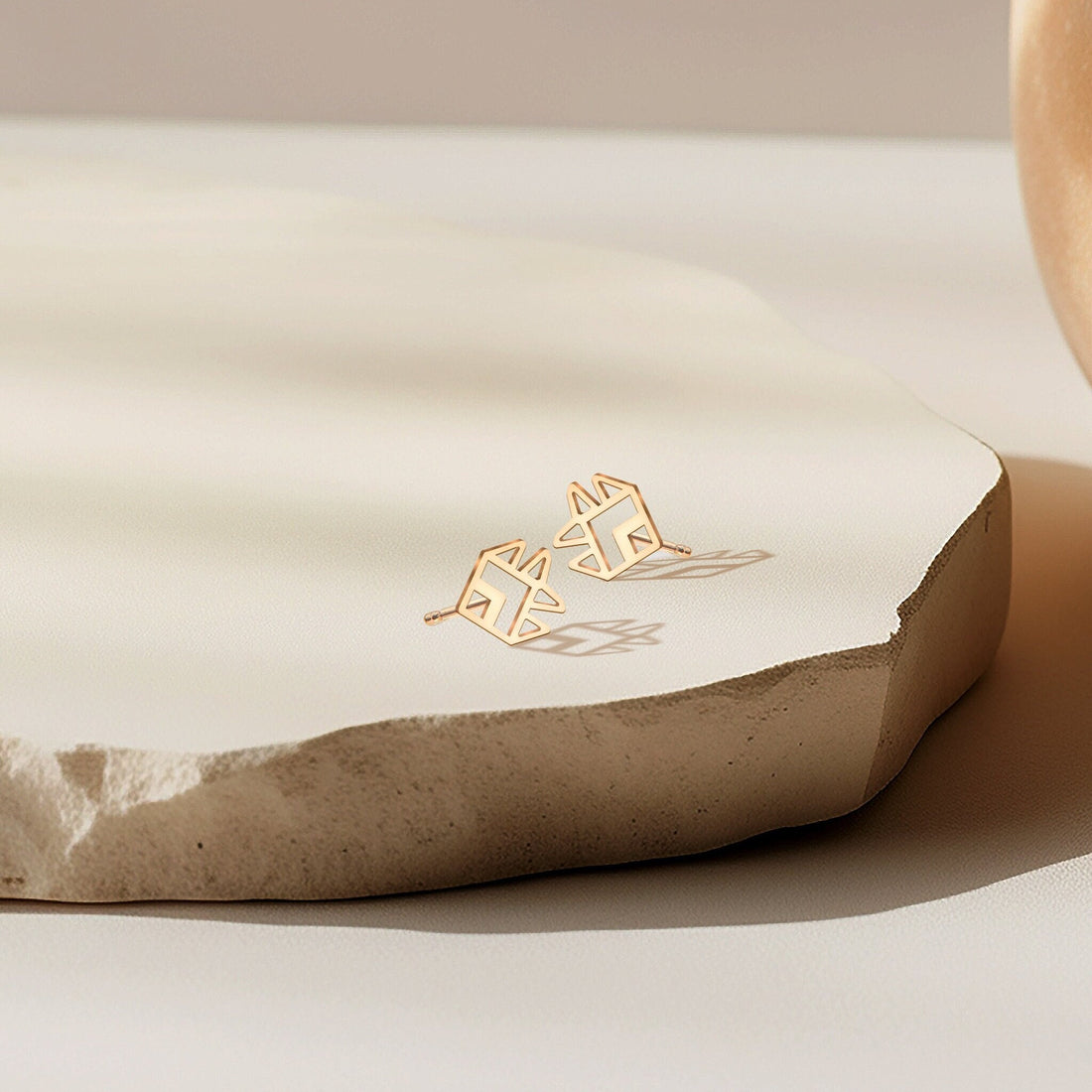 Geometric Fish Stud Earrings