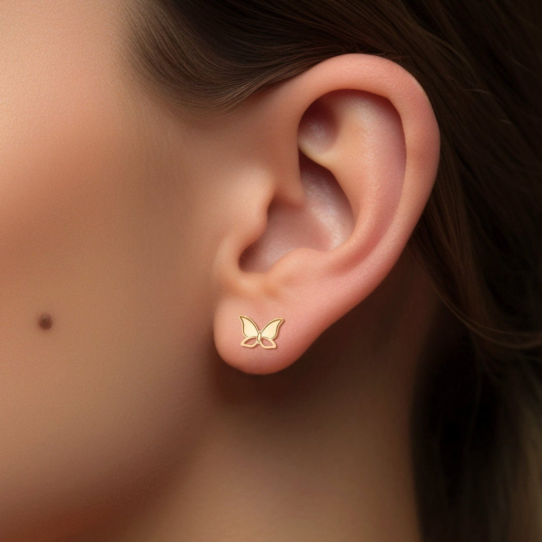 Mini Dainty Butterfly Charm Stud Earrings