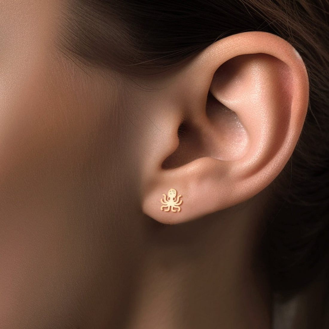 Octopus Charm Stud Earrings