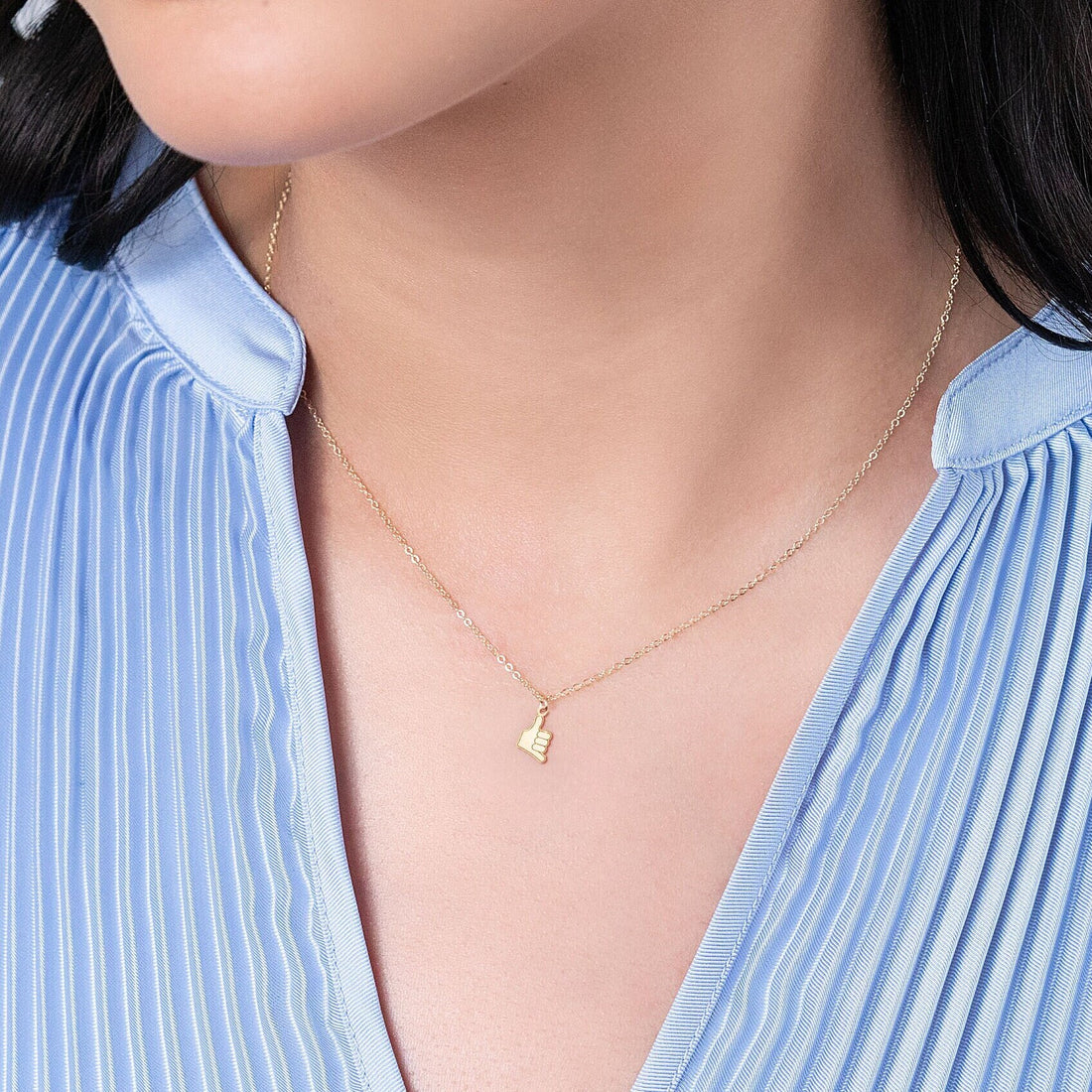Surf S Up Shaka Hand Charm Necklace