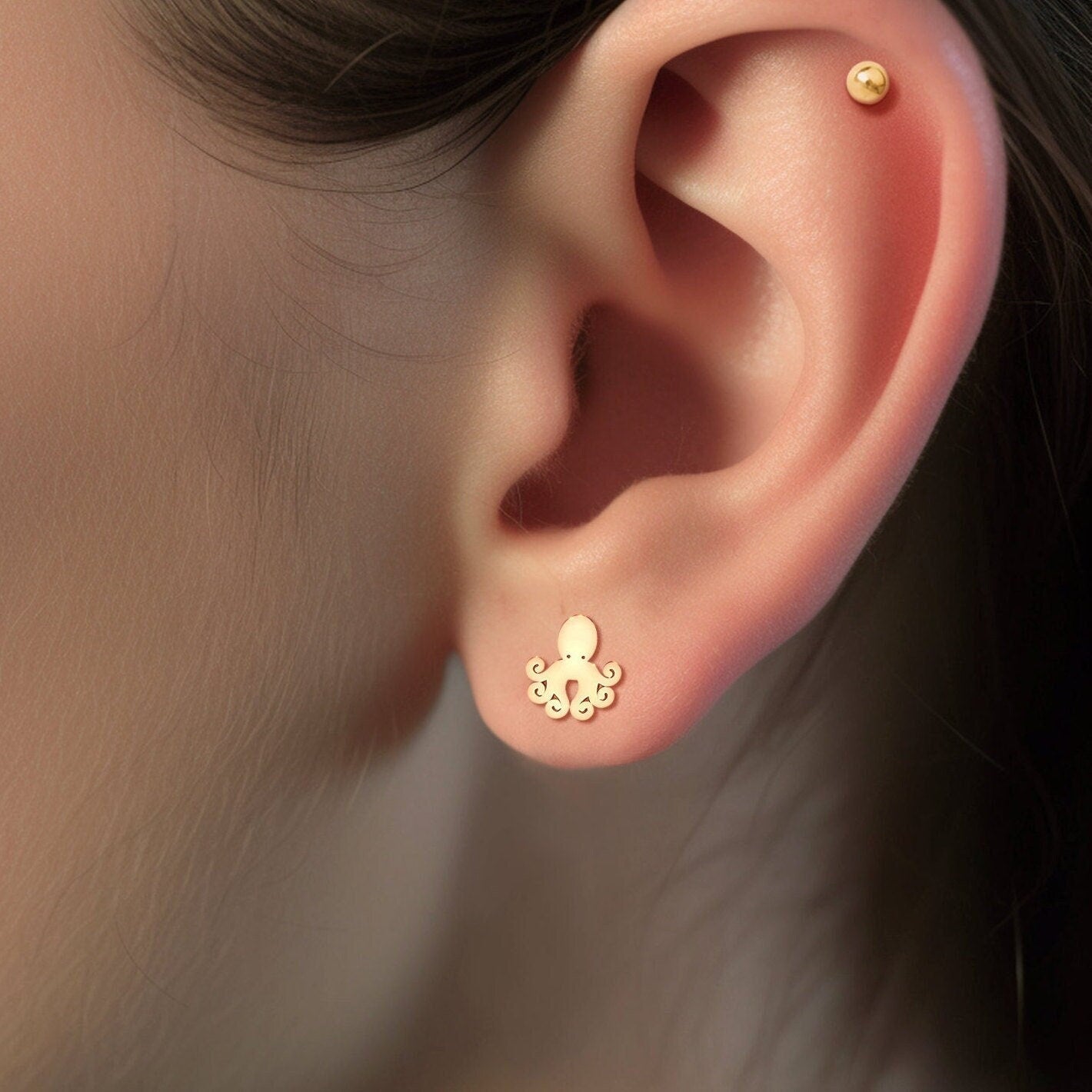 Elegant Octopus Stud Earrings