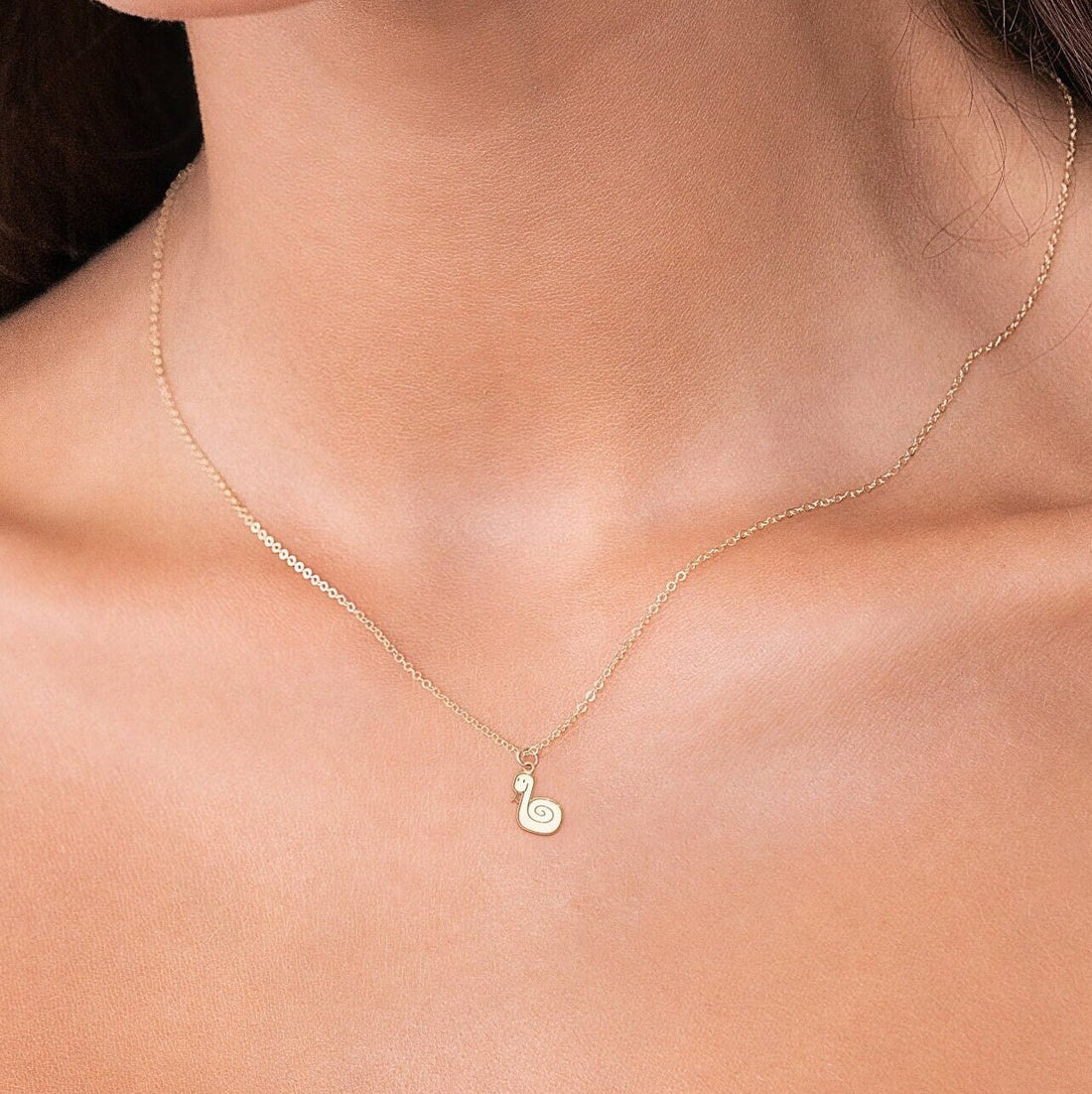 Snake Pendant Cable Necklace