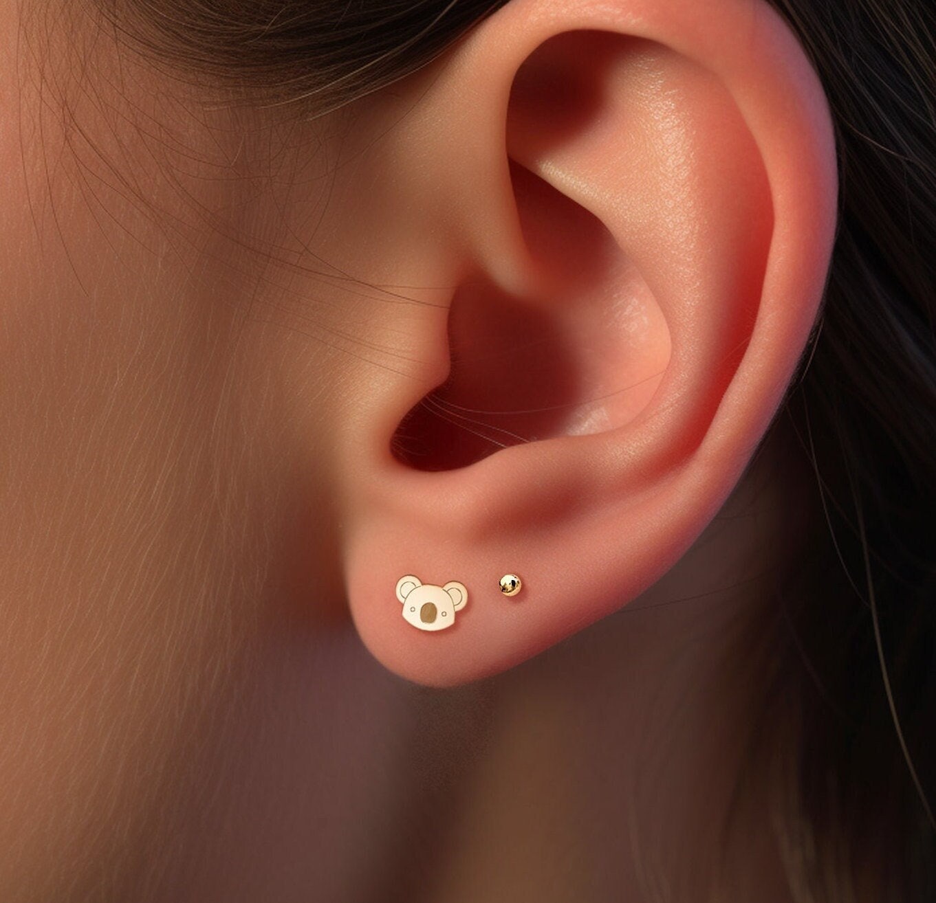 Koala Head Stud Earrings
