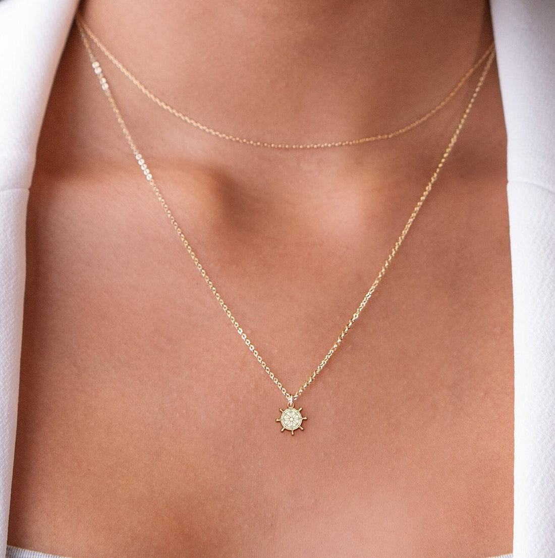 Sailboat and Ship Helm Necklace