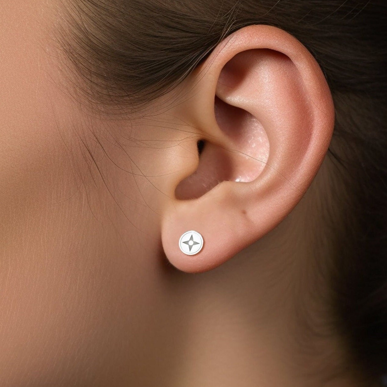 North Star Disc Stud Earrings