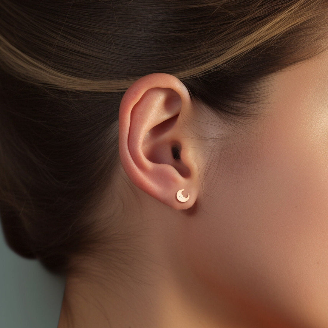 Moon Charm Stud Earrings