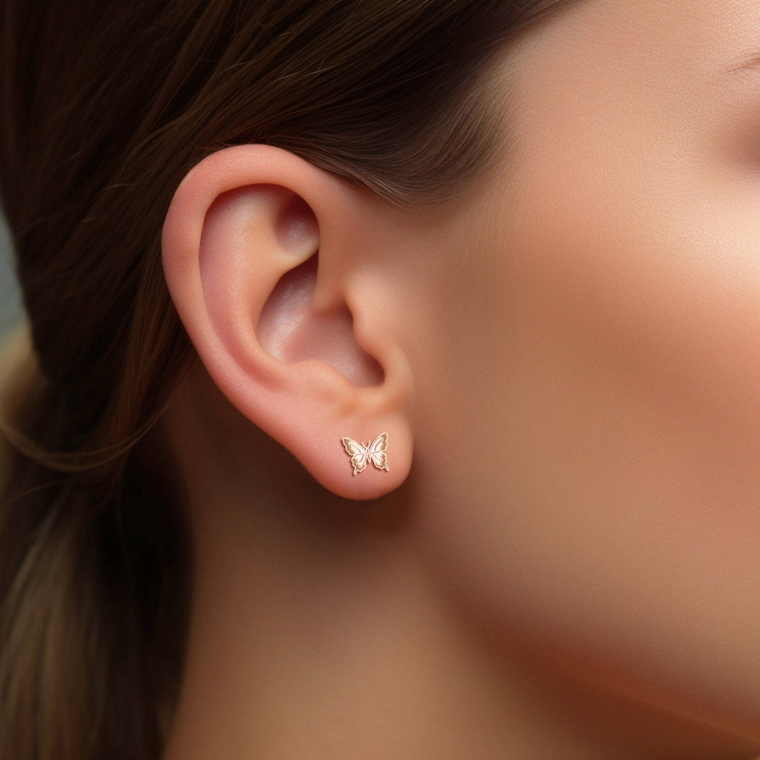 Butterfly Two-tone Stud Earrings