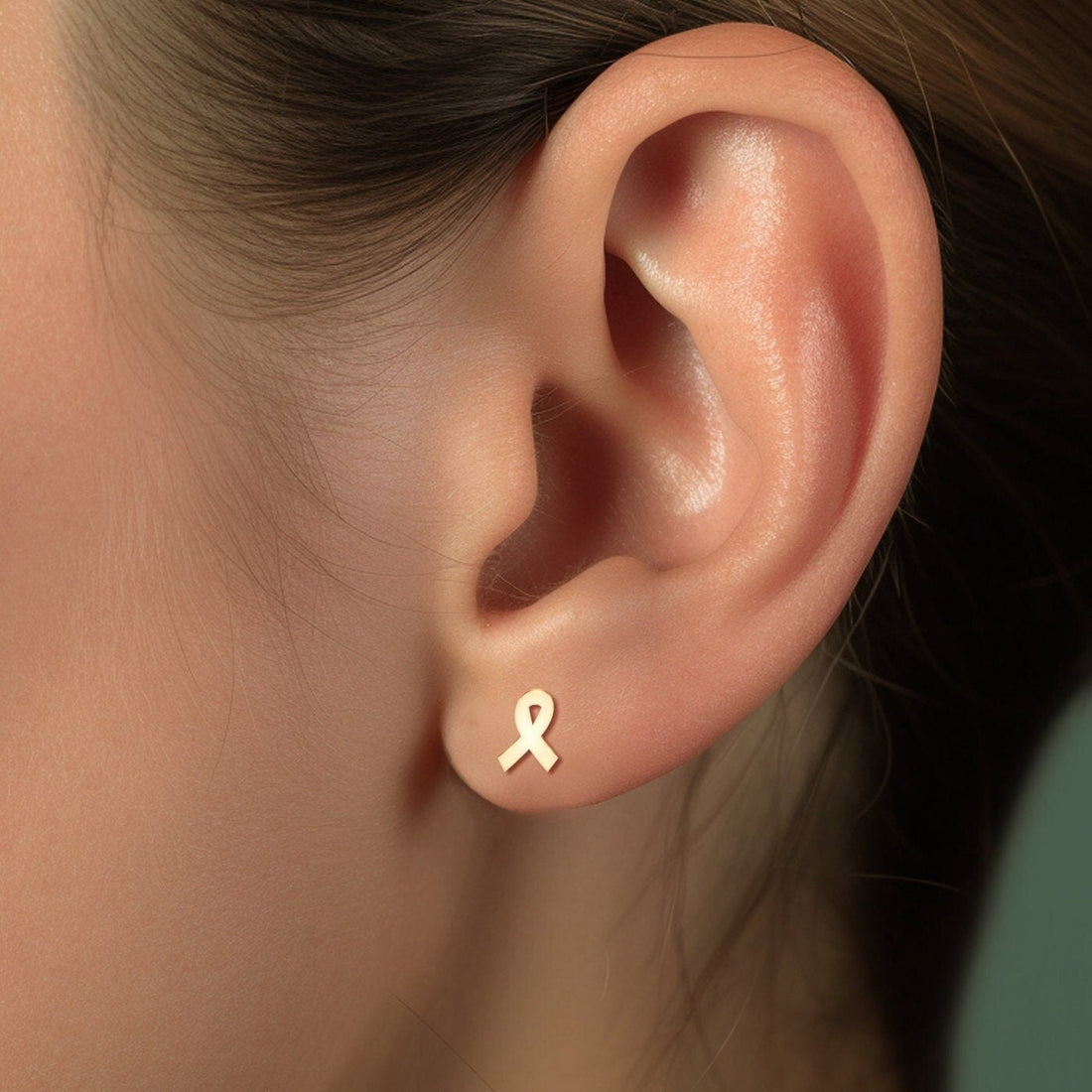 Cancer Awareness Ribbon Stud Earrings