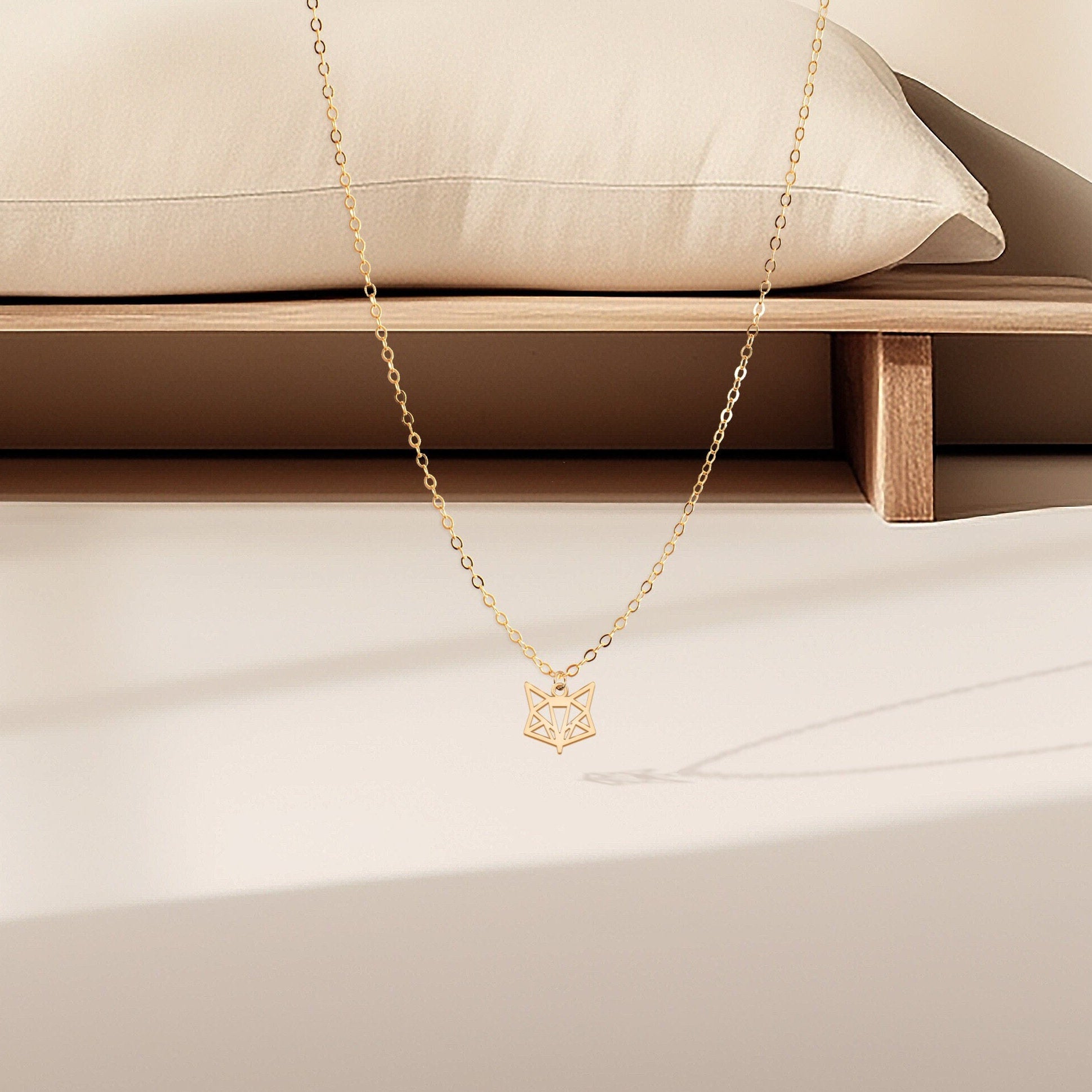 Origami Fox Cutout Pendant Necklace