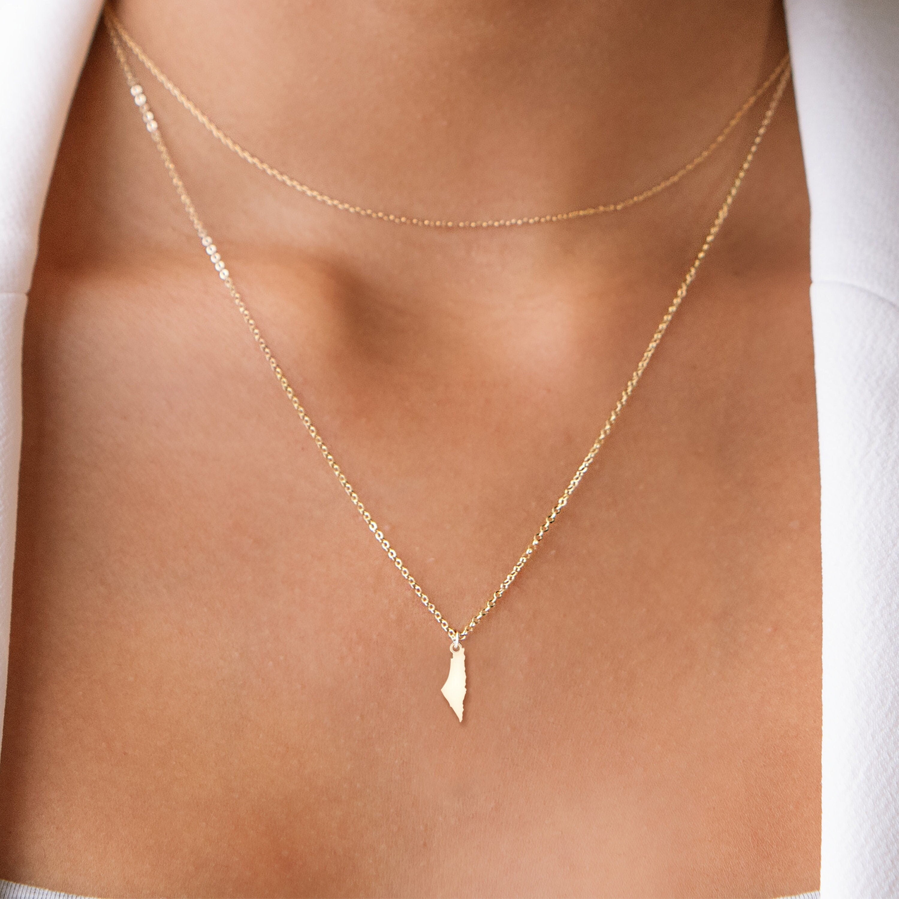 Palestine Map Pendant Necklace