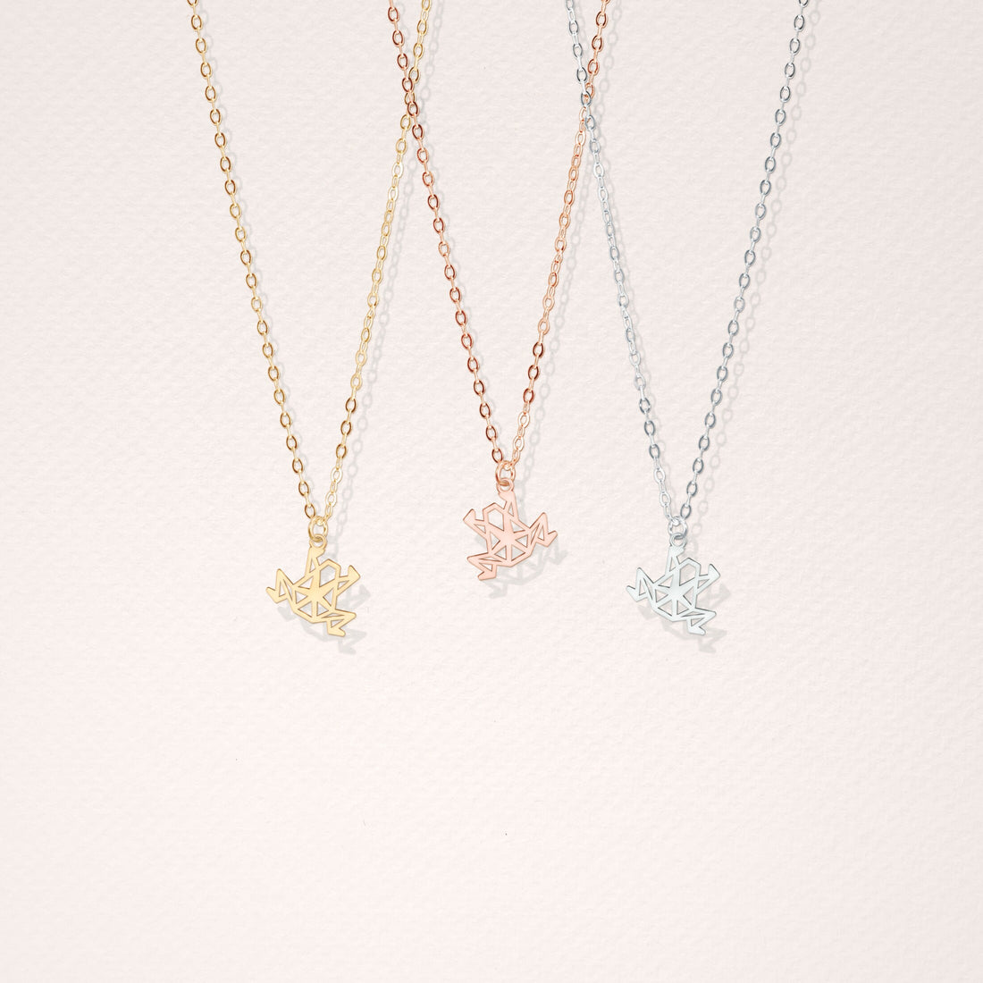 Origami Frog Cutout Pendant Necklace