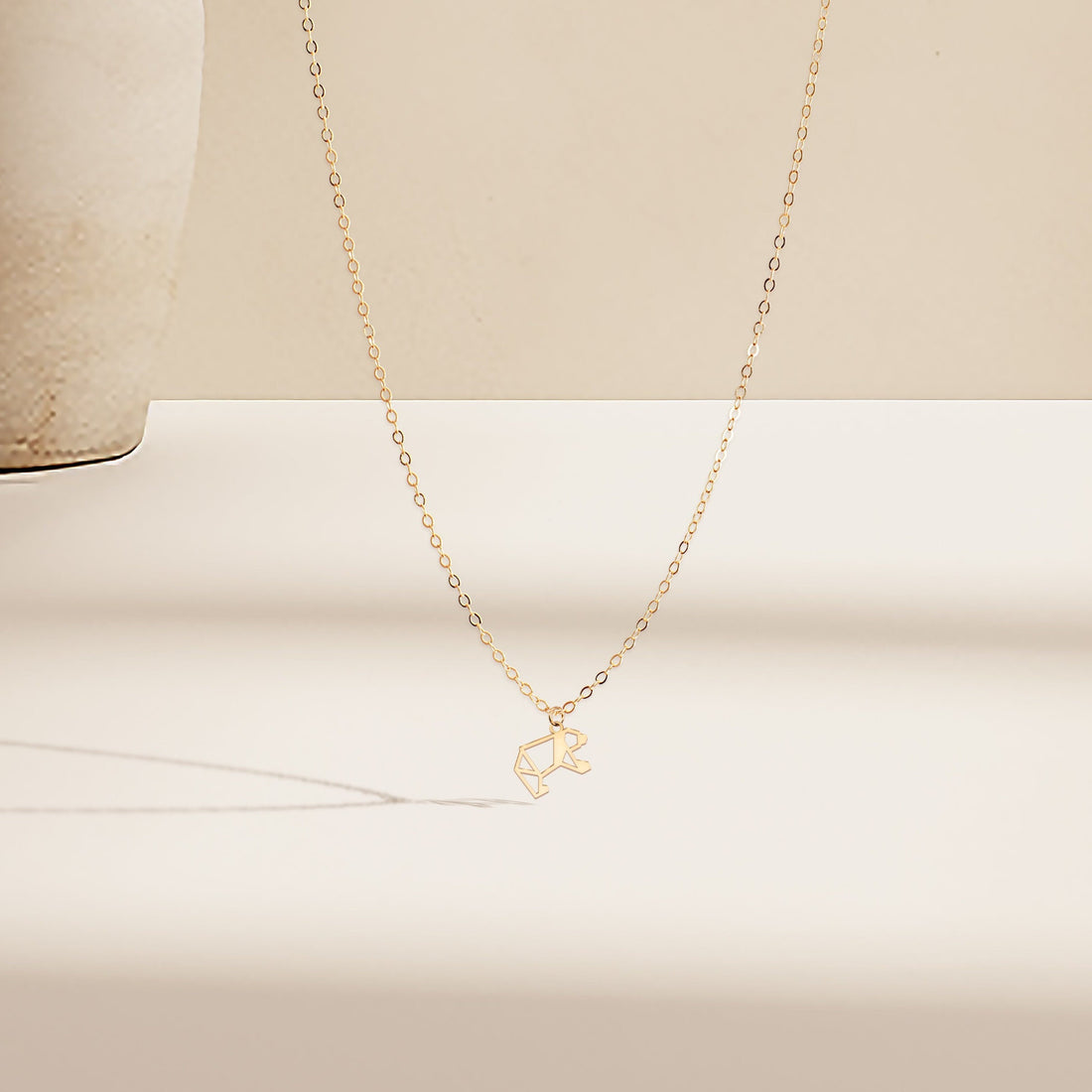 Origami Bear Cutout Pendant Necklace
