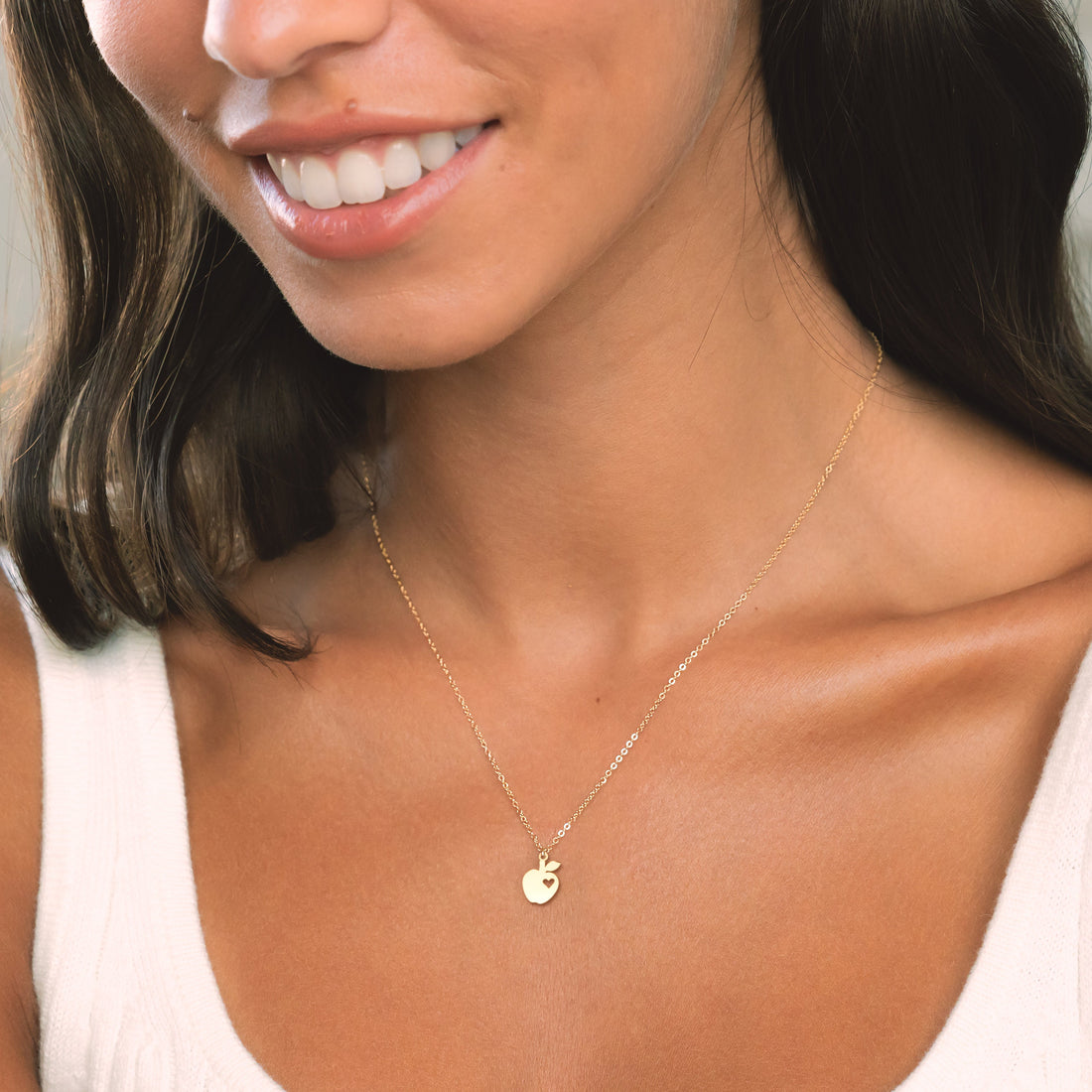 Apple Cutout Heart Pendant Necklace