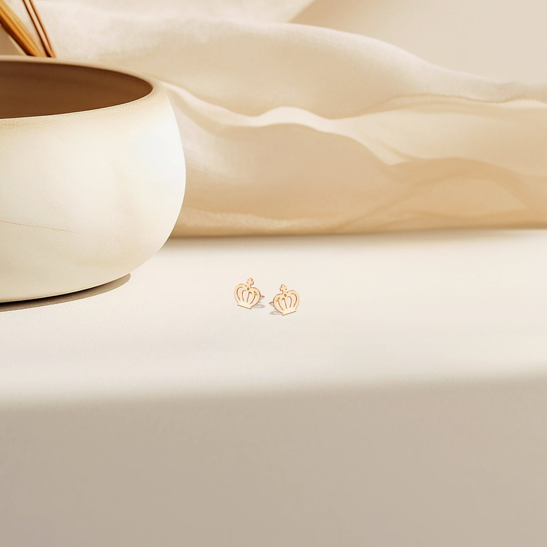 Crown Charm Stud Earrings