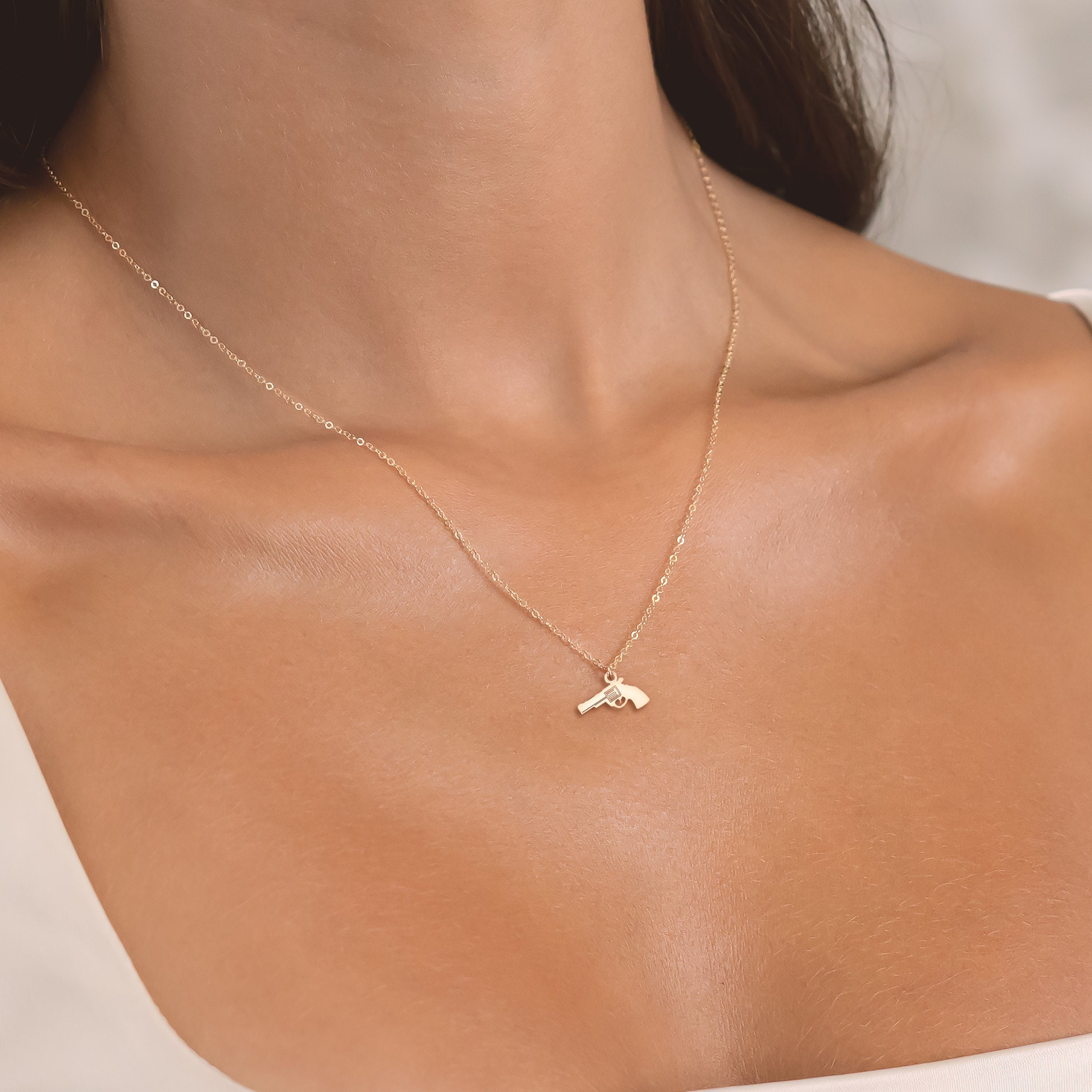 Revolver Gun Pendant Necklace