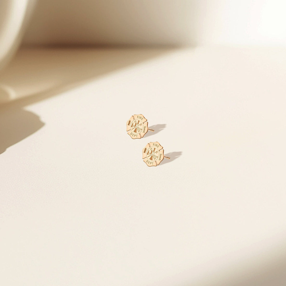 Fire Department Badge Stud Earrings