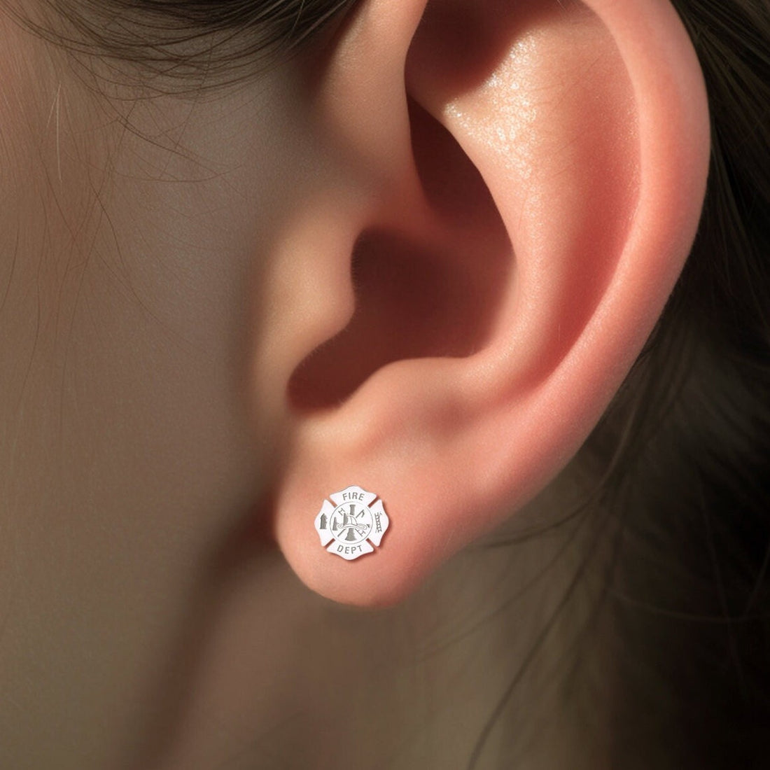 Fire Department Badge Stud Earrings