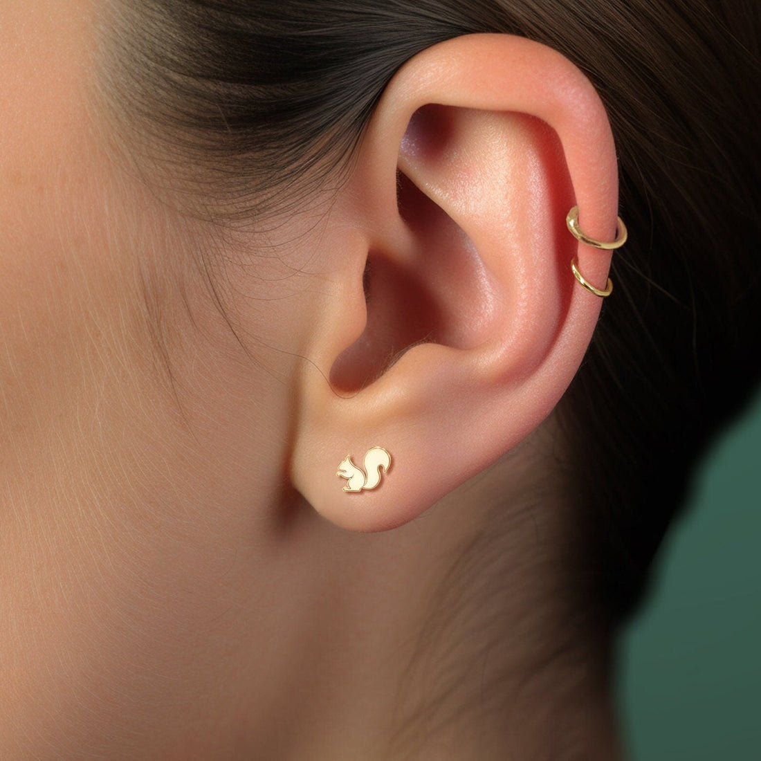 Squirrel Stud Earrings 14K
