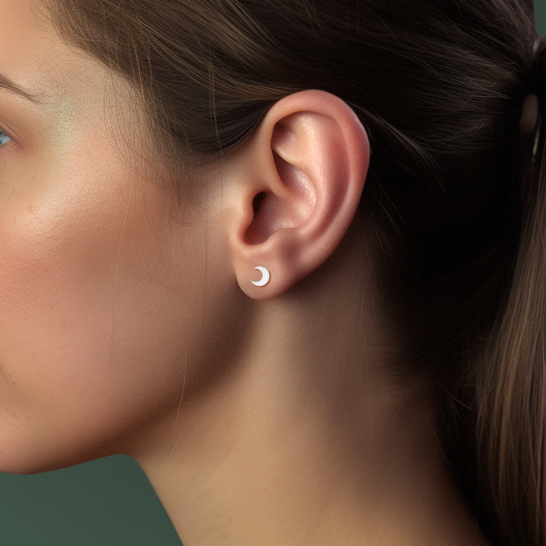 Crescent Moon Stud Earrings