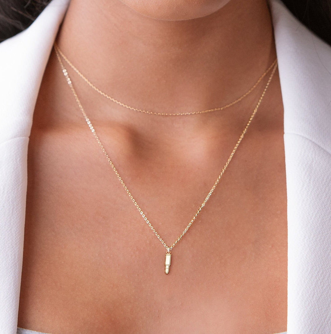 Bullet Pendant Cable Necklace