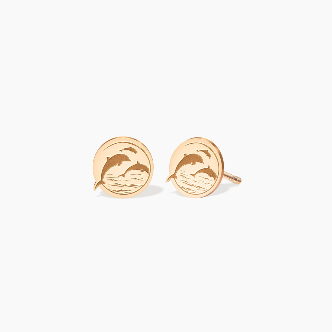 Dolphin Disc Stud Earrings