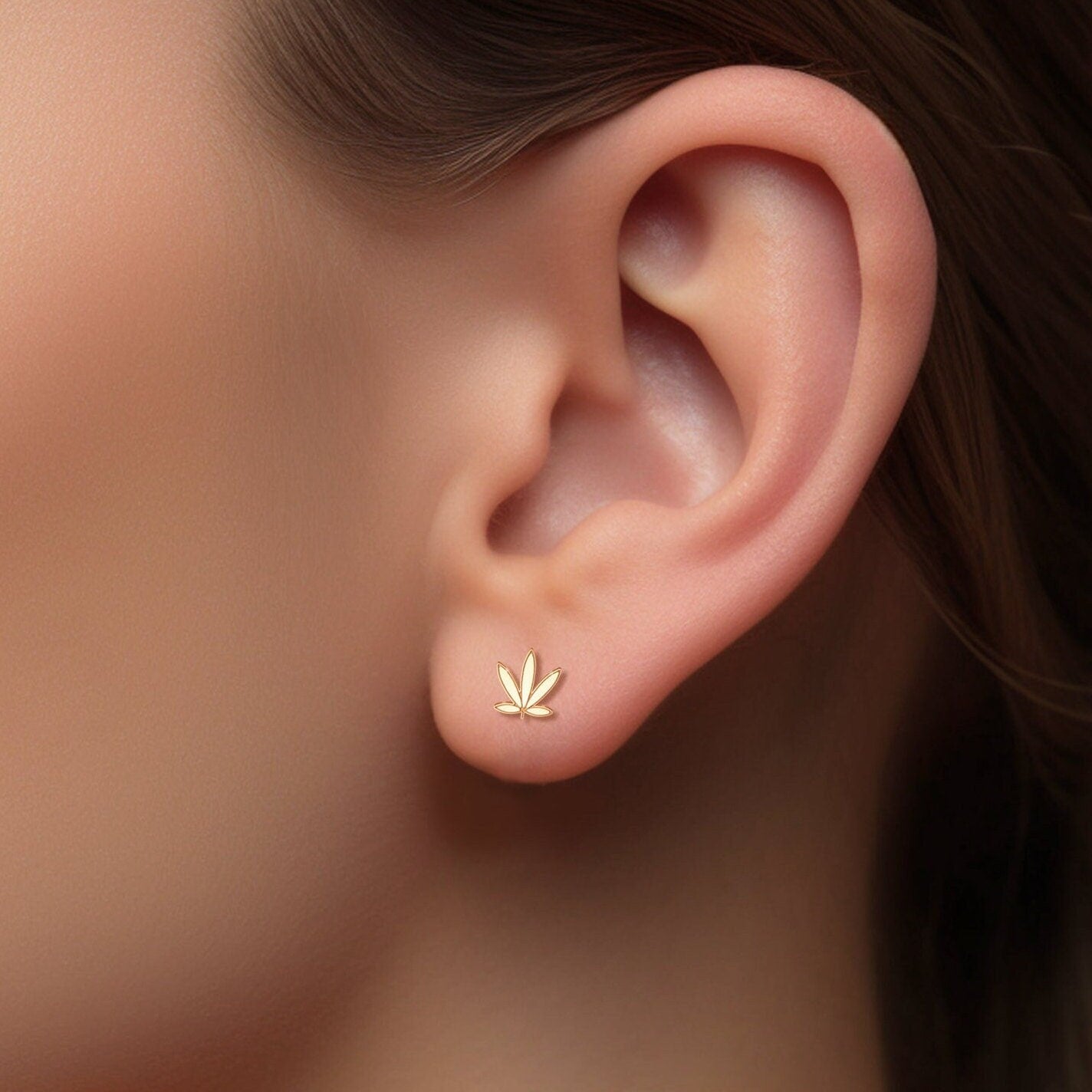 Hemp Leaf Stud Earrings
